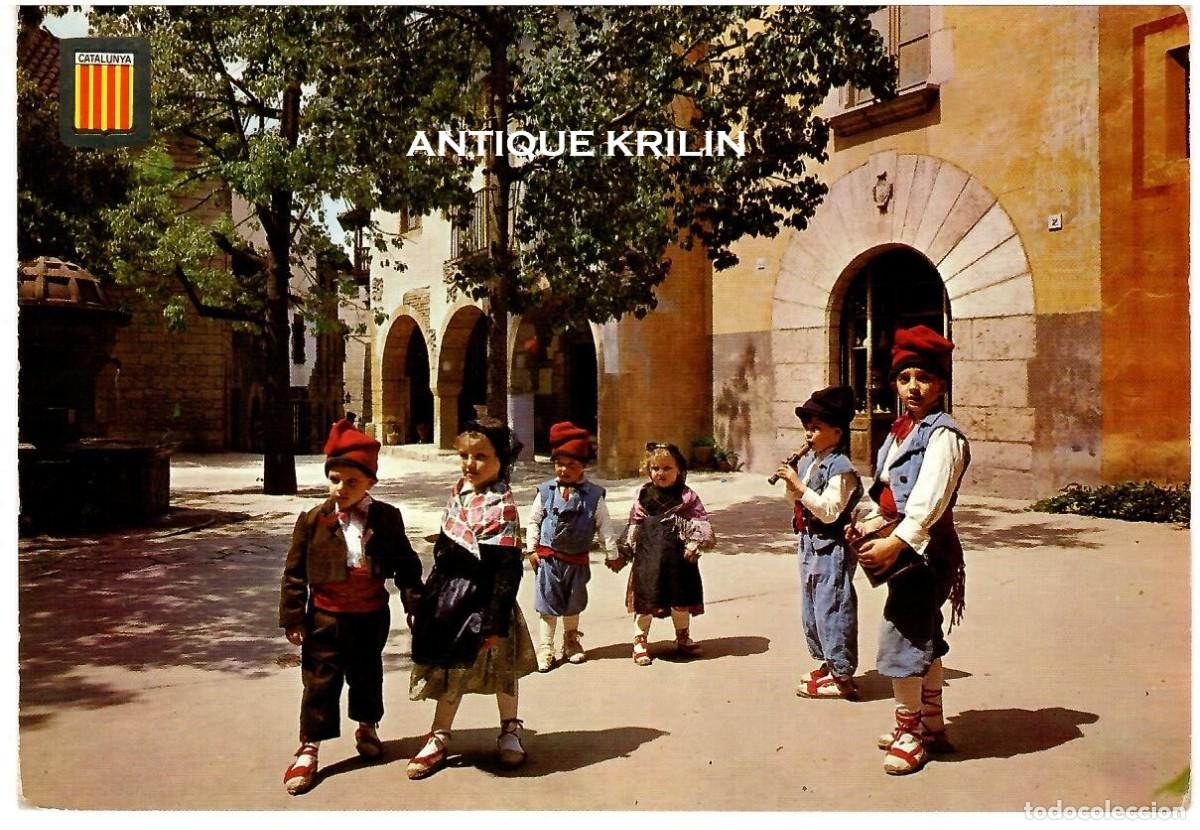 Postales: SERIE CATALUNYA TIPICA N&ordm; 1334 A LA PLA&Ccedil;A FAN SARDANES / ESCUDO DE ORO / SIN FRANQUEAR PERO ESCRITA