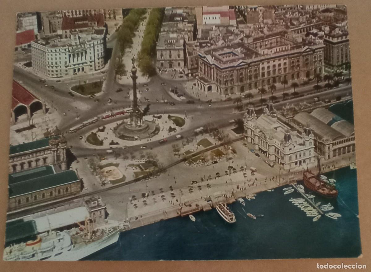 Postales: POSTAL VISTA AEREA PLAZA DEL PORTAL DE LA PAZ Y EL MONUMENTO A COLON BARCELONA