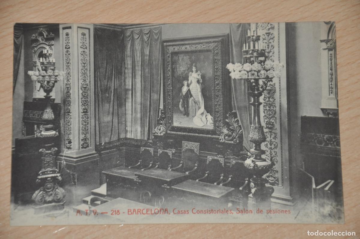 Postales: postal barcelona, casas consistoriales, salon de sesiones, atv 218