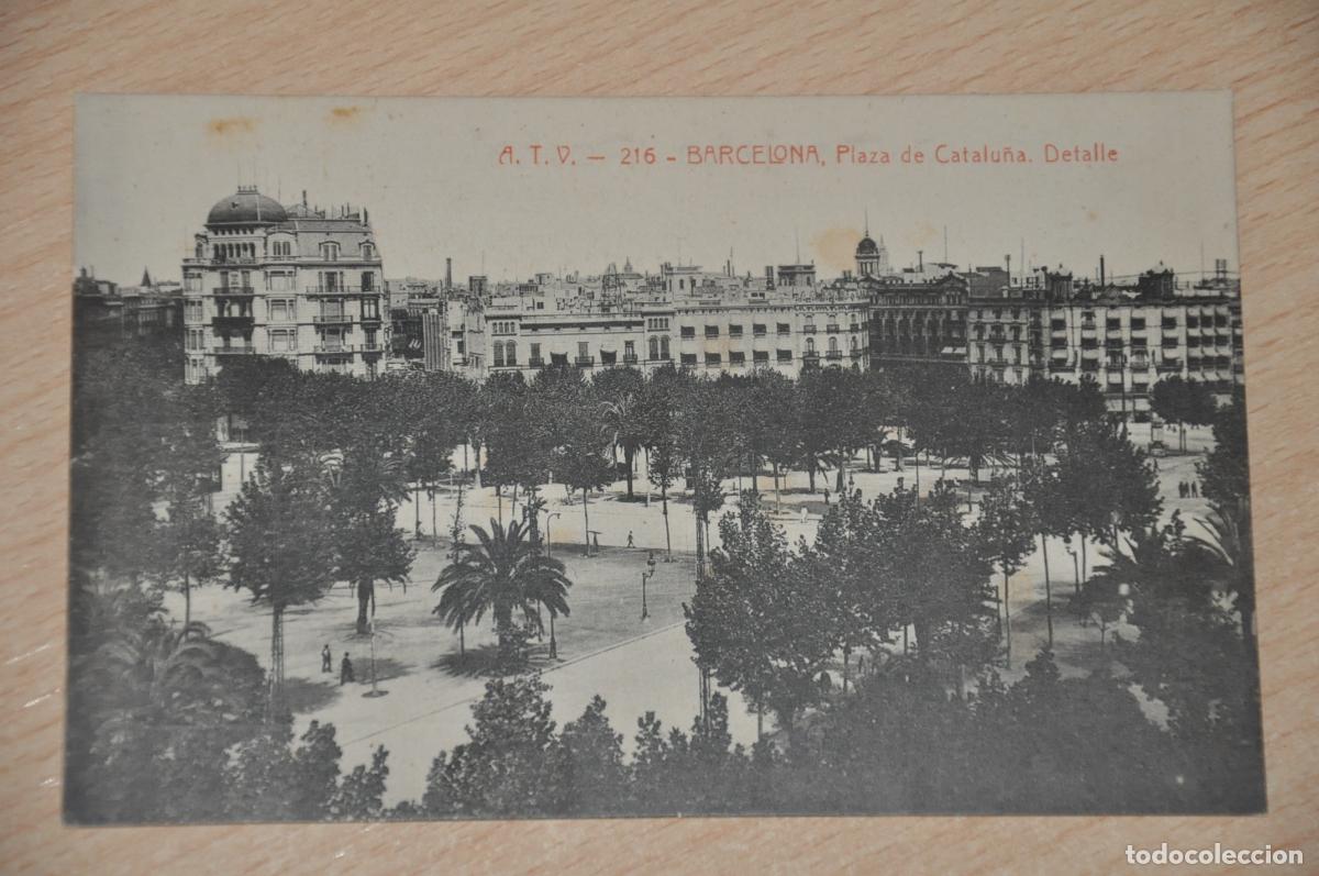 Postales: postal barcelona, plaza de catalu&ntilde;a, detalle, atv 216