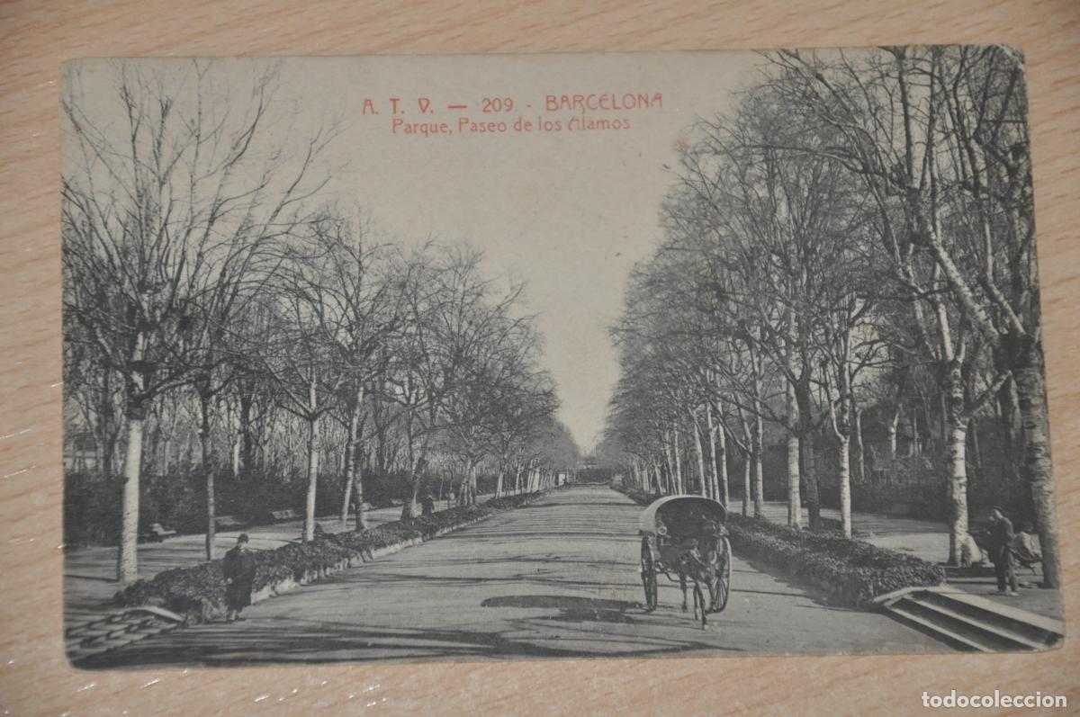 Postales: postal barcelona, parque paseo de los alamos, atv 209