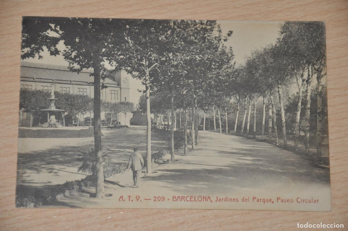 Postcards: postal barcelona, jardines del parque, paseo circular, atv 209