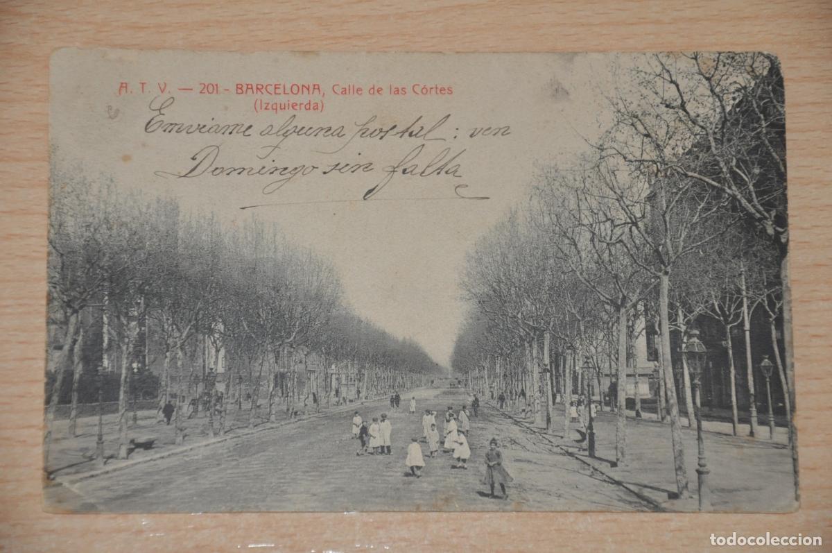 Cartoline: postal barcelona, calle de las cortes izquierda, atv 201