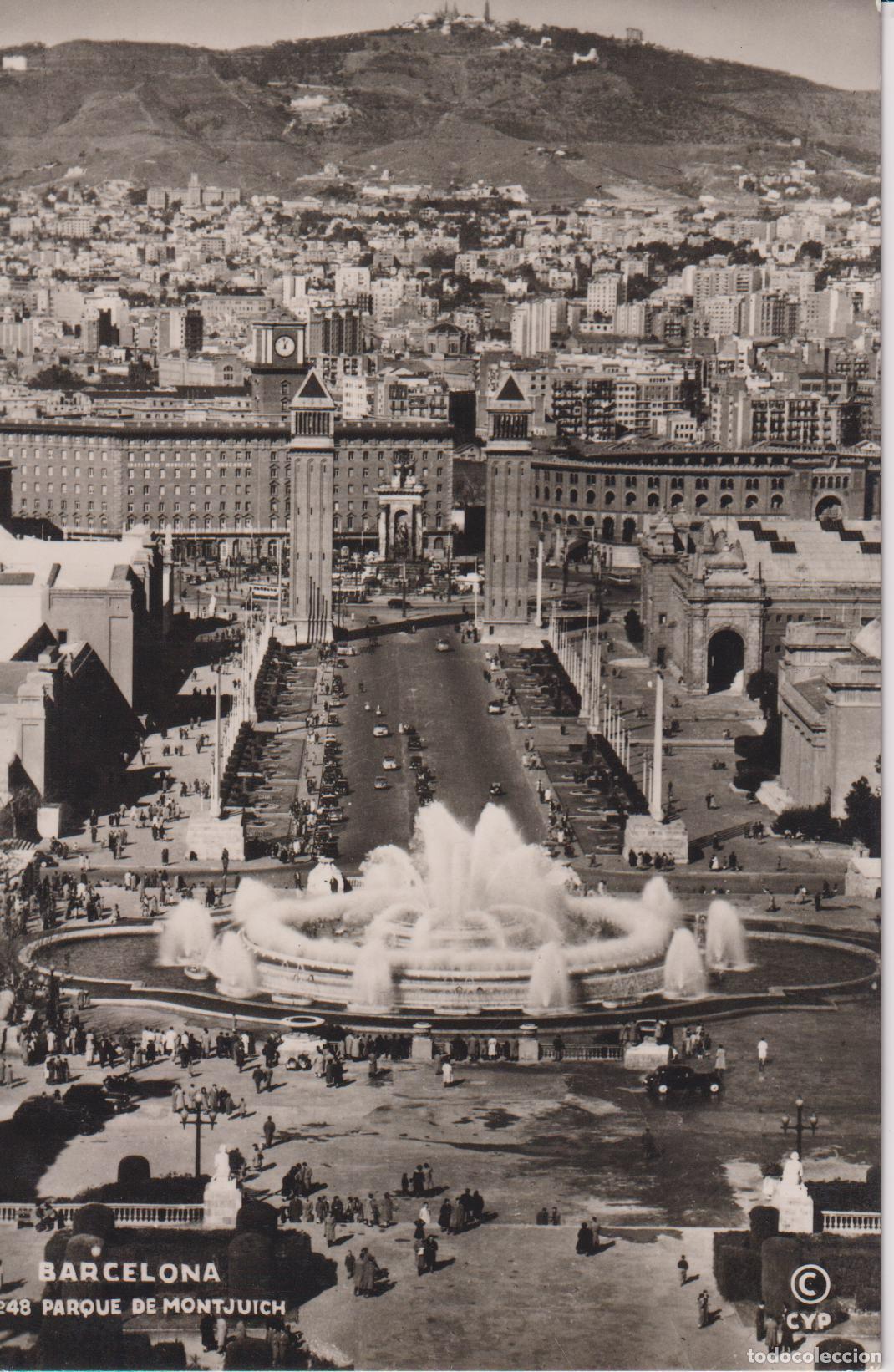 Postales: BARCELONA, PARQUE DE MONTJUICH &ndash; CYP N&ordm;48 &ndash; ESCRITA 1955
