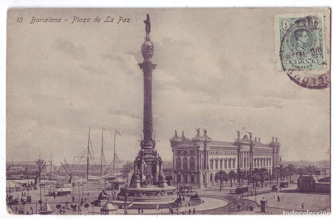Postales: Barcelona: Plaza de la Paz. JVB. Circulada (A&ntilde;os 10)