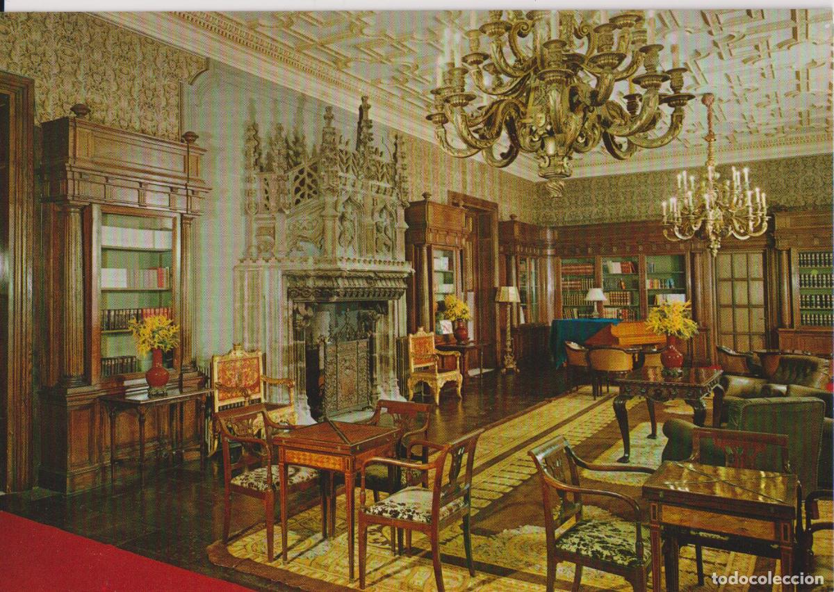 Postales: BARCELONA, PALACIO REAL DE PEDRALBES, BIBLIOTECA - ED.PATRIMONIO NACIONAL N&ordm;9 - S/C