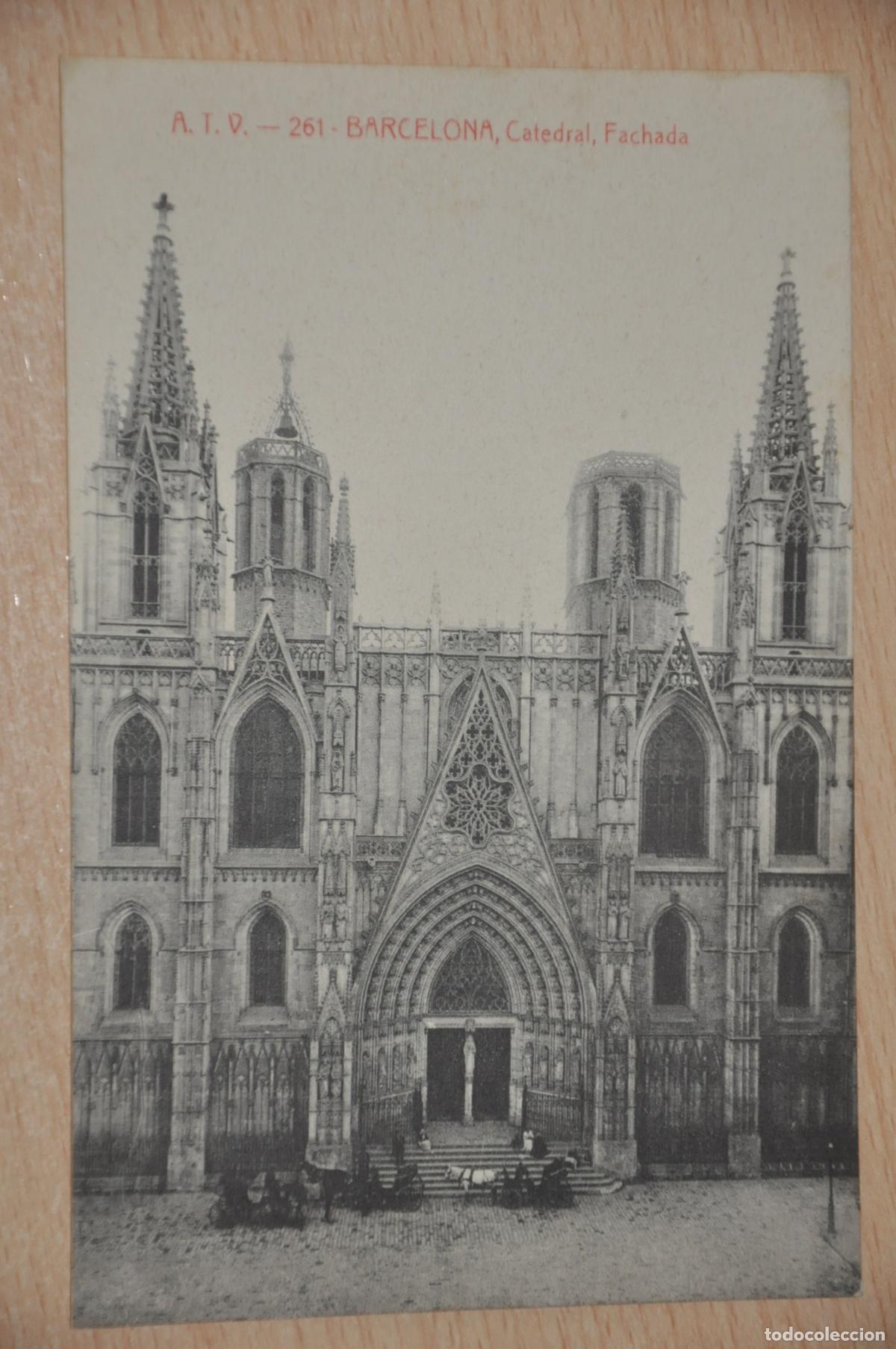 Postales: postal barcelona, catedral, fachada, atv 261