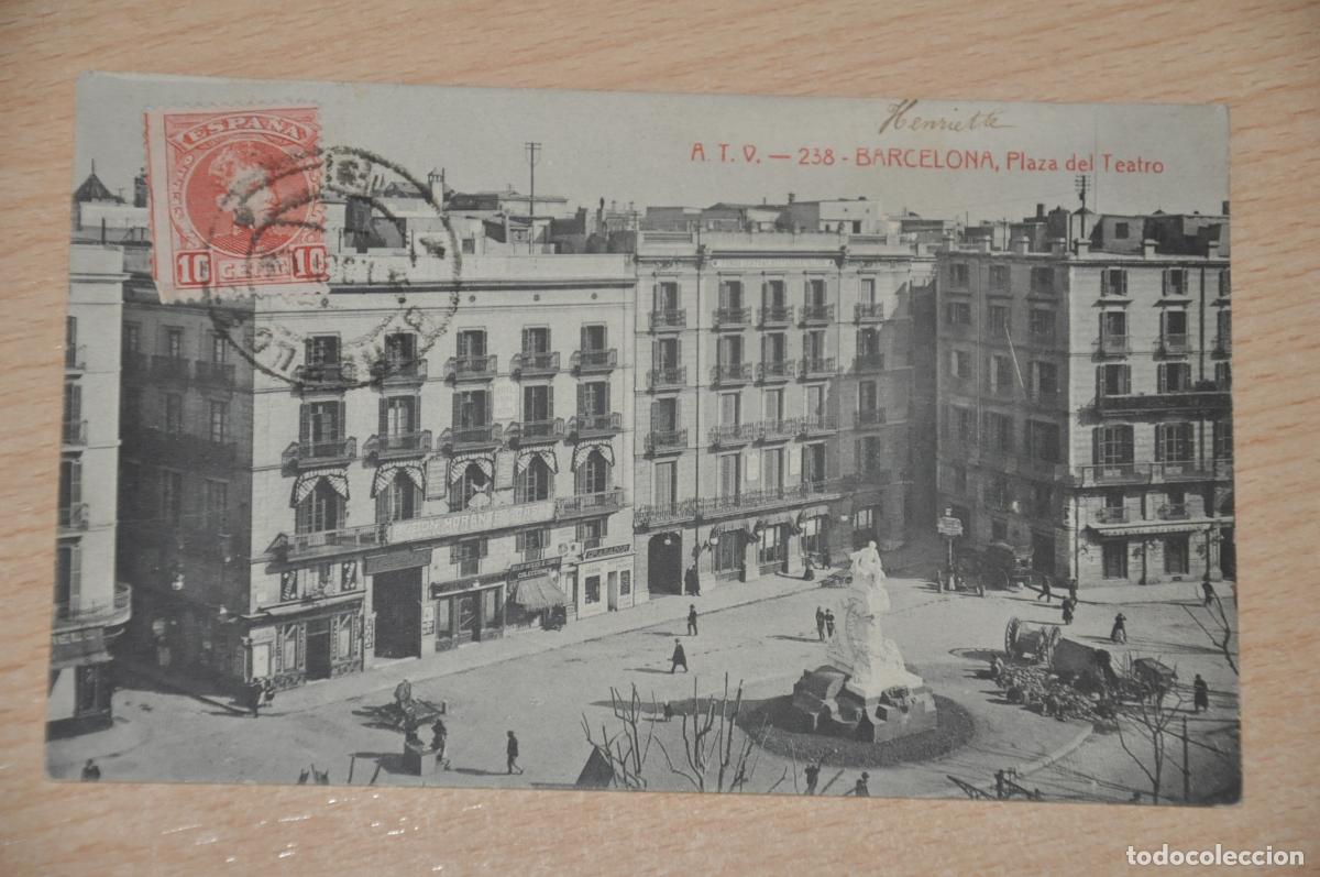 Postales: postal barcelona, plaza del teatro, atv 238