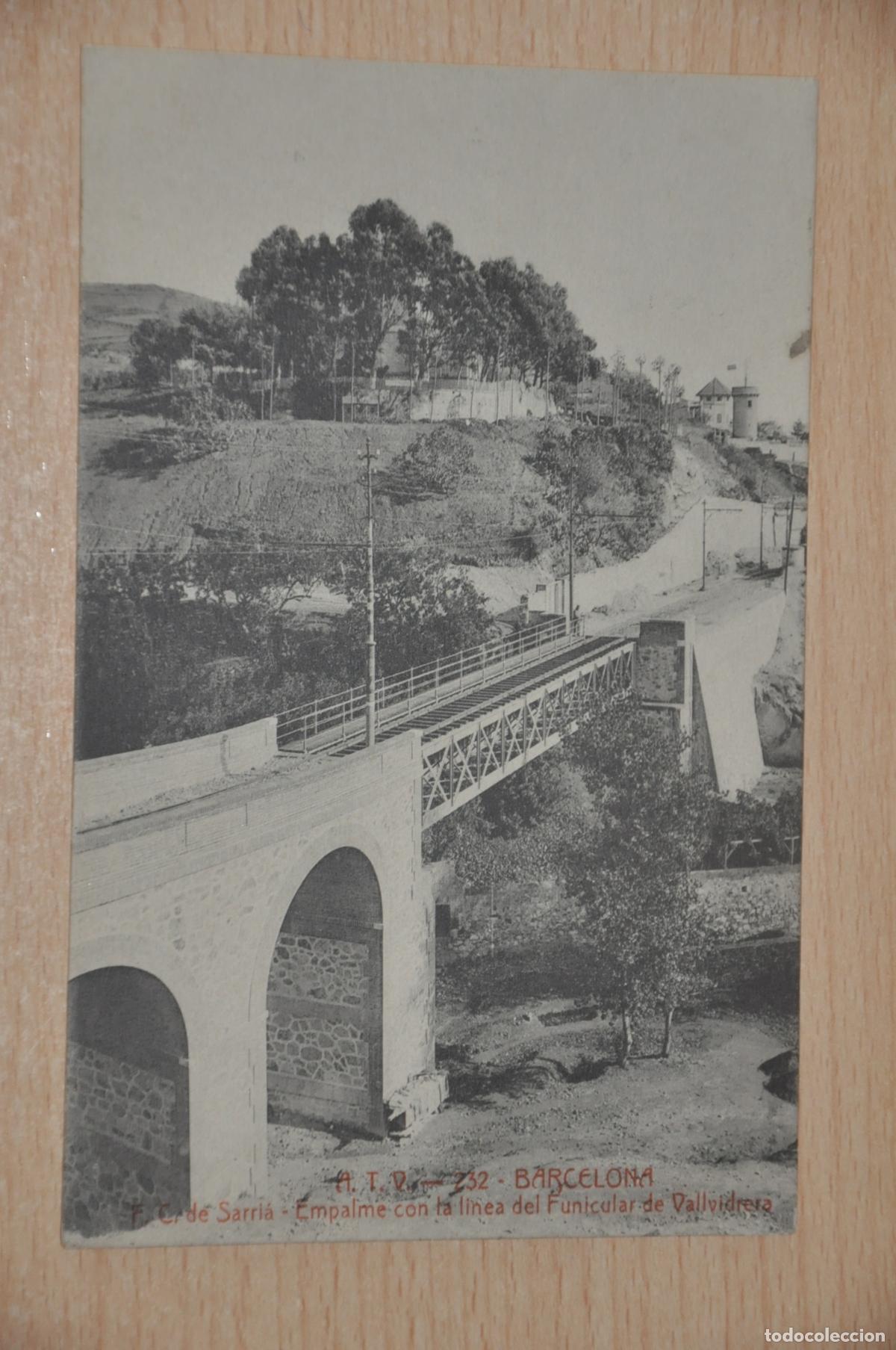 Postales: postal barcelona, f.c. de sarria empalme con la linea del funicular de vallvidrera, atv 232
