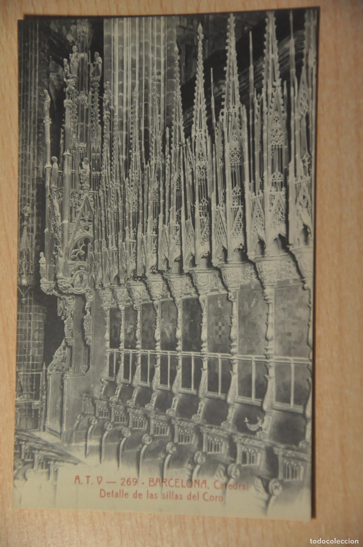 Postales: postal barcelona, catedra, detalle de las sillas del coro, atv 269