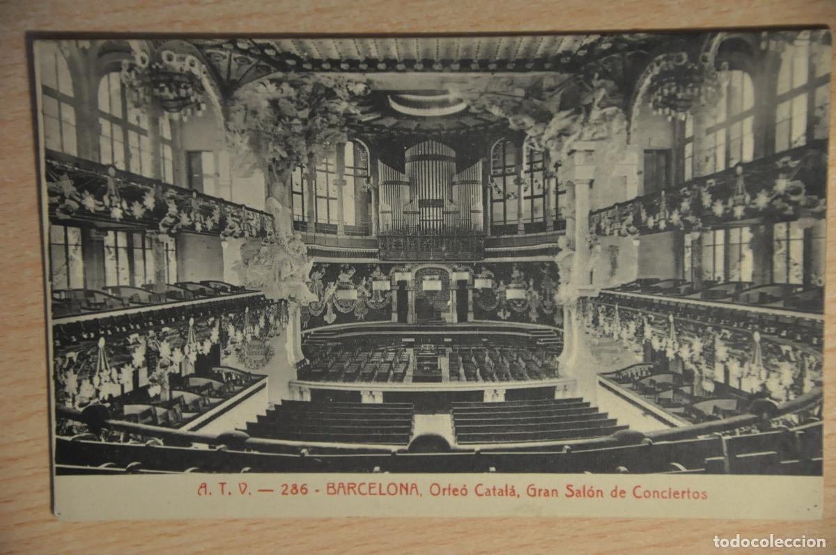 Postales: postal barcelona, orfeo catala, gran salon de conciertos, atv 286