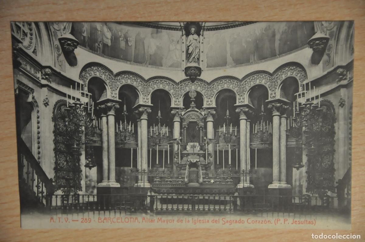 Postales: postal barcelona, altar mayor de la iglesia del sagrado corazon, atv 289