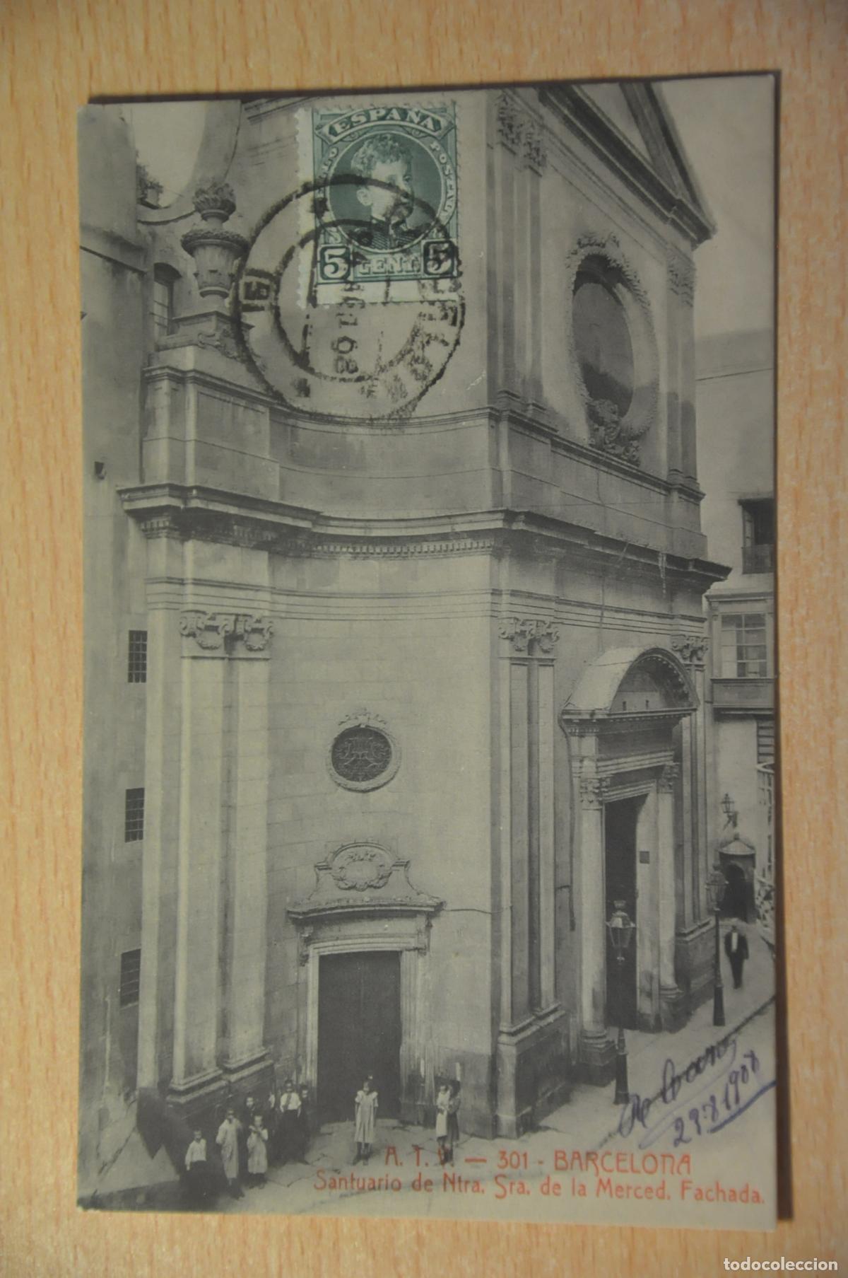 Postales: postal barcelona, santuario de ntra. sra. de la merced, fachada, atv 301