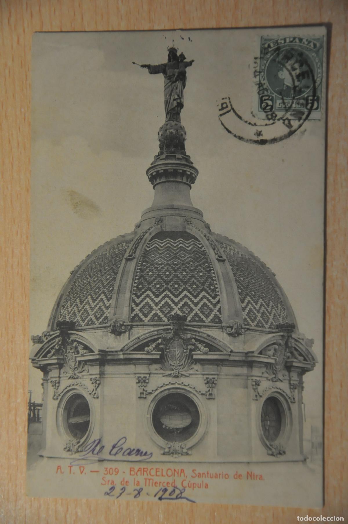 Postales: postal barcelona, santuario de ntra. sra. de la merced, cupula, atv 309