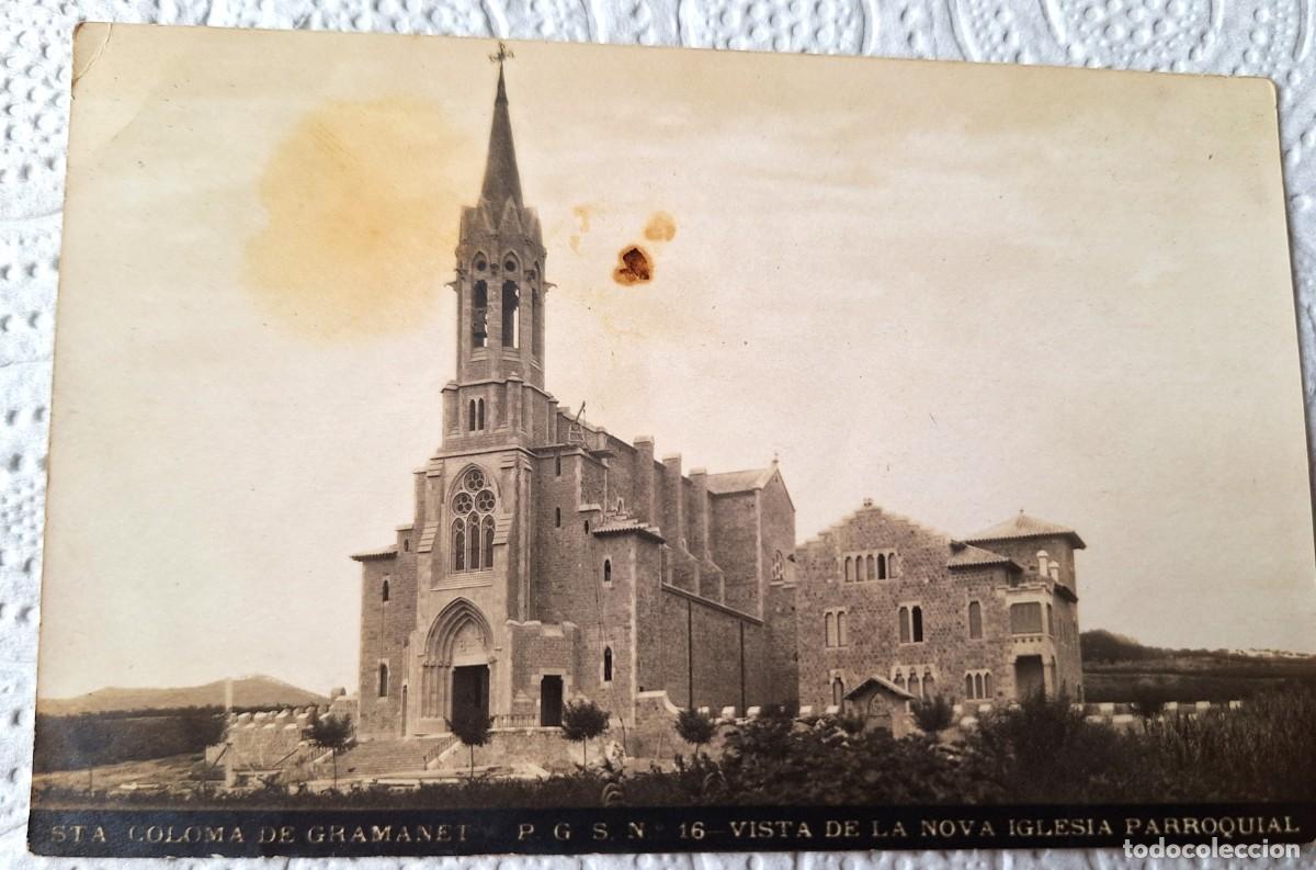 Postales: SANTA COLOMA DE GRAMANET - POSTAL MUY ANTIGUA MANUSCRITA EN 1917 - NUEVA IGLESIA PARROQUIAL