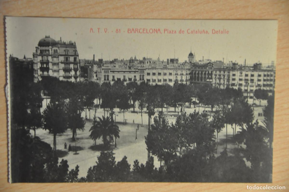 Postales: postal barcelona, plaza de catalu&ntilde;a, detalle, atv 81