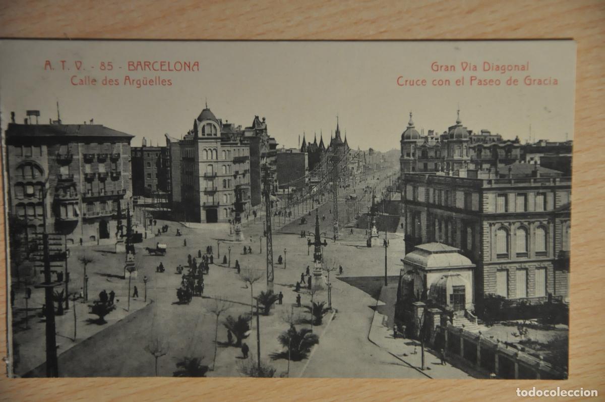 Postales: postal barcelona, calle arguelles, cruce paseo de gracia, atv 85