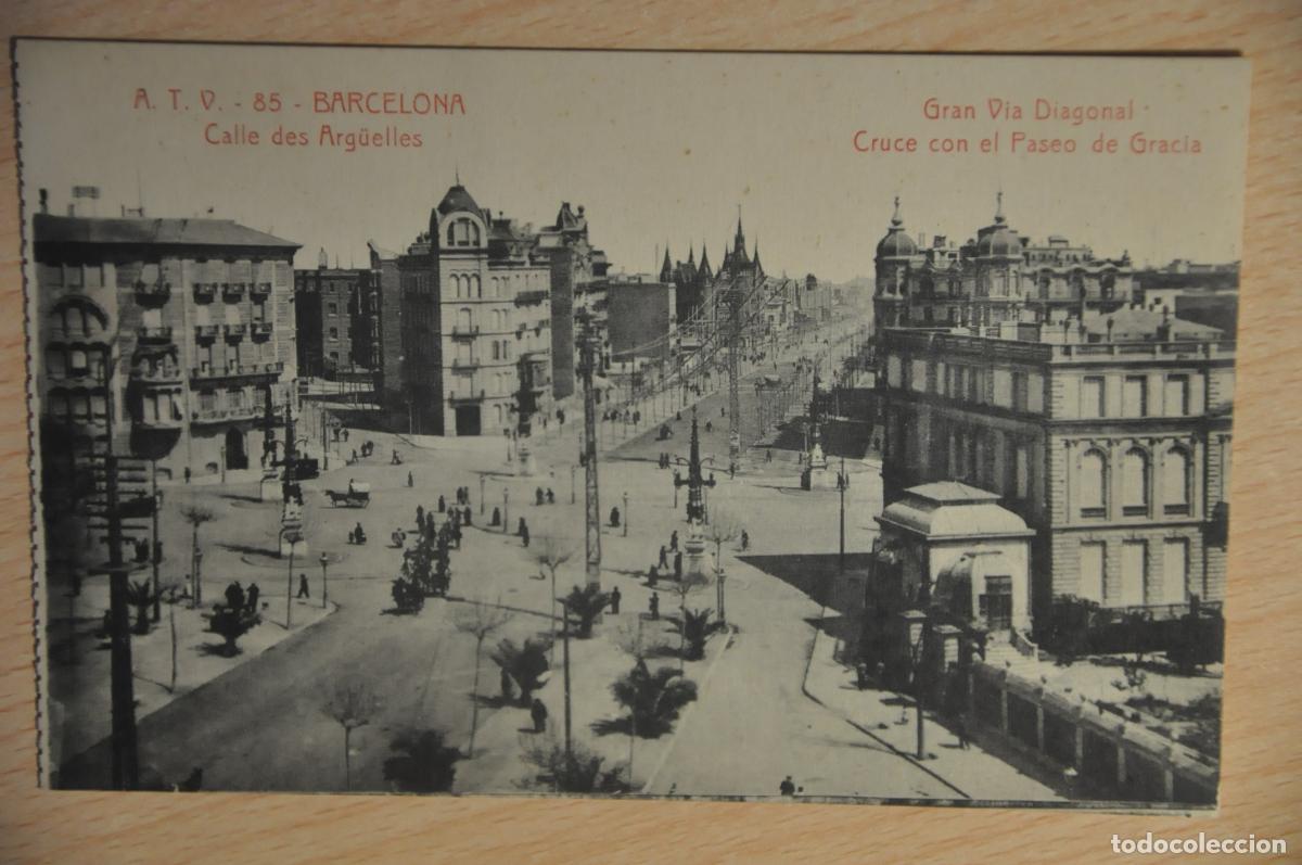 Postales: postal barcelona, calle arguelles, cruce paseo de gracia, atv 85