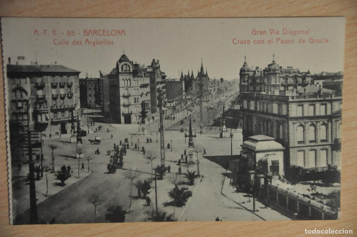 Postais: postal barcelona, calle arguelles, cruce paseo de gracia, atv 85