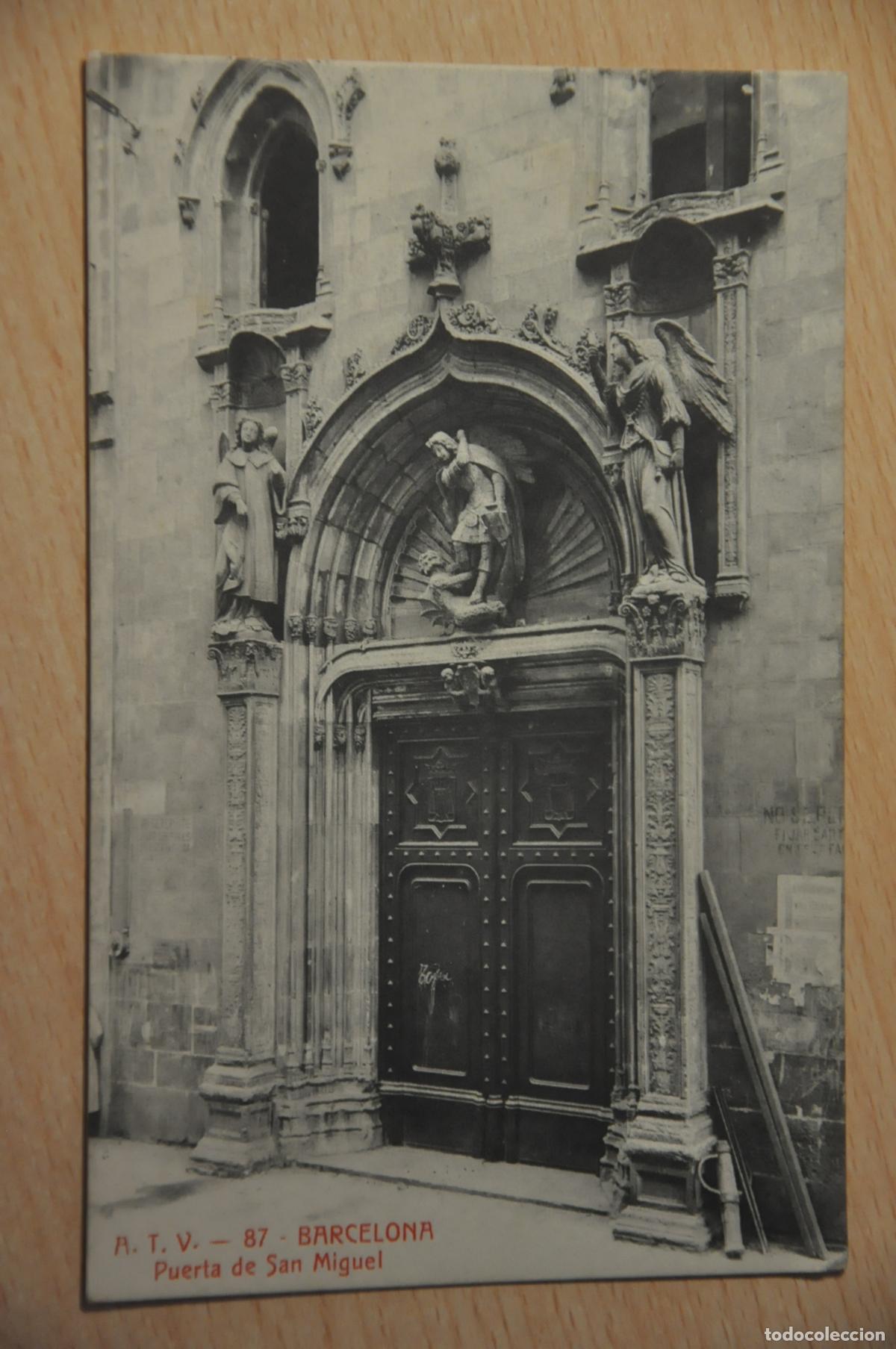 Postales: postal barcelona, puerta de san miguel, atv 87