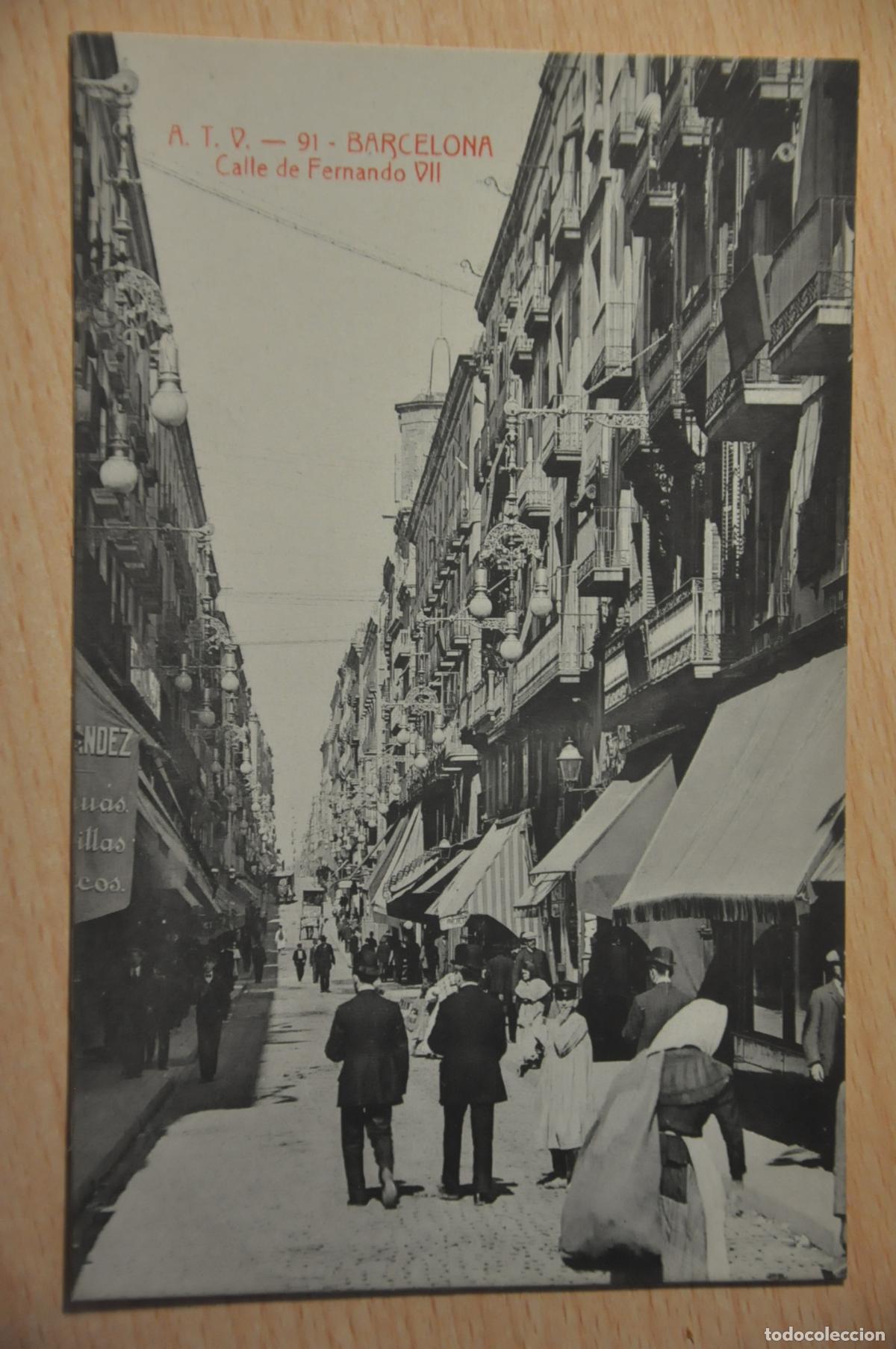 Postales: postal barcelona, calle de fernando VII, atv 91
