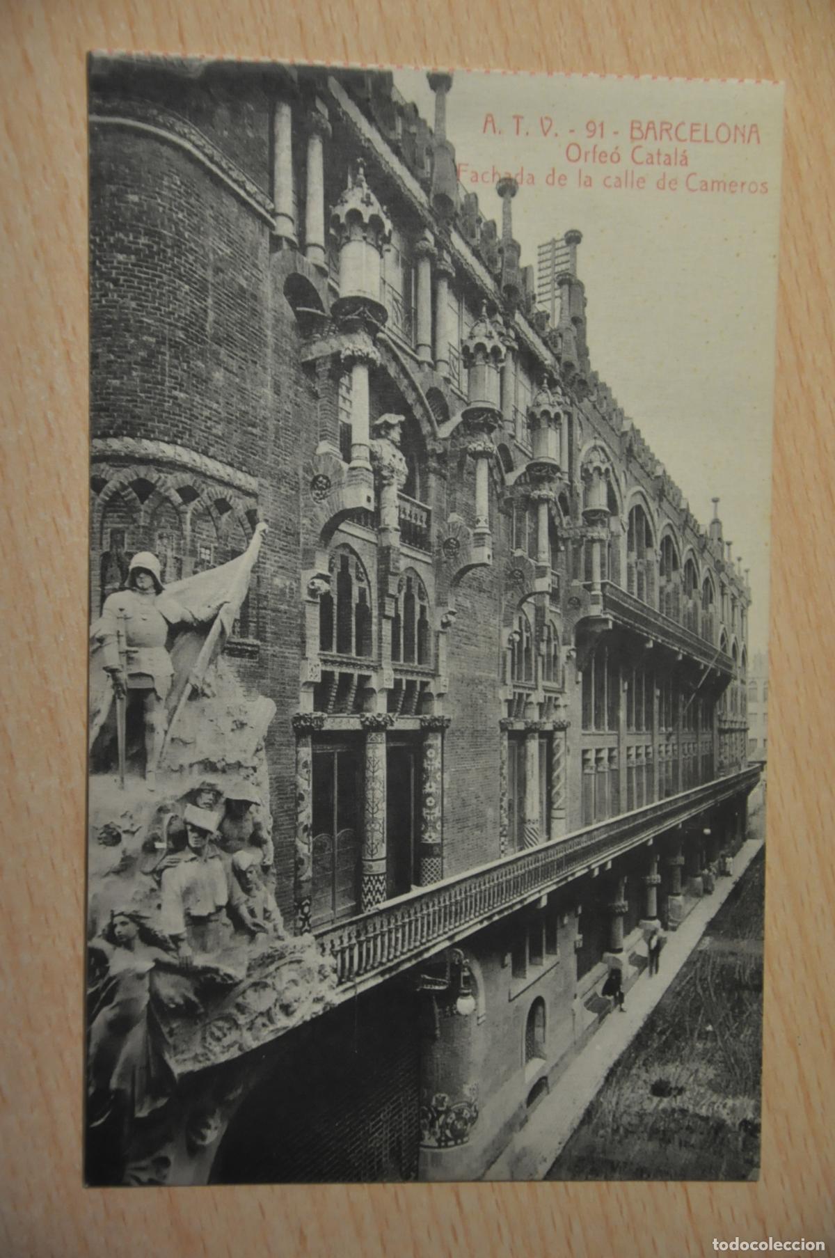 Postales: postal barcelona, orfeo catala, fachada de la calle de cameros, atv 91