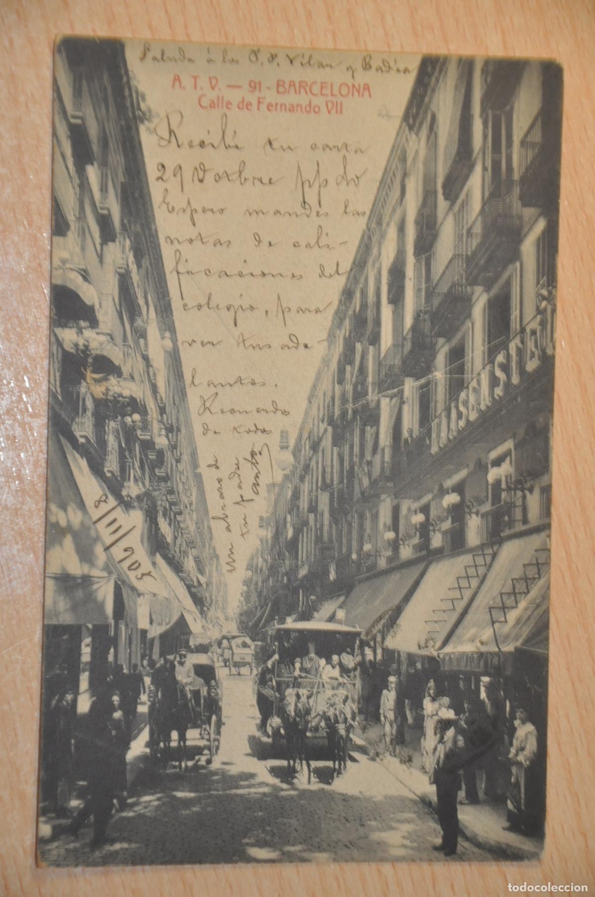Postales: postal barcelona, calle de fernando VII, atv 91