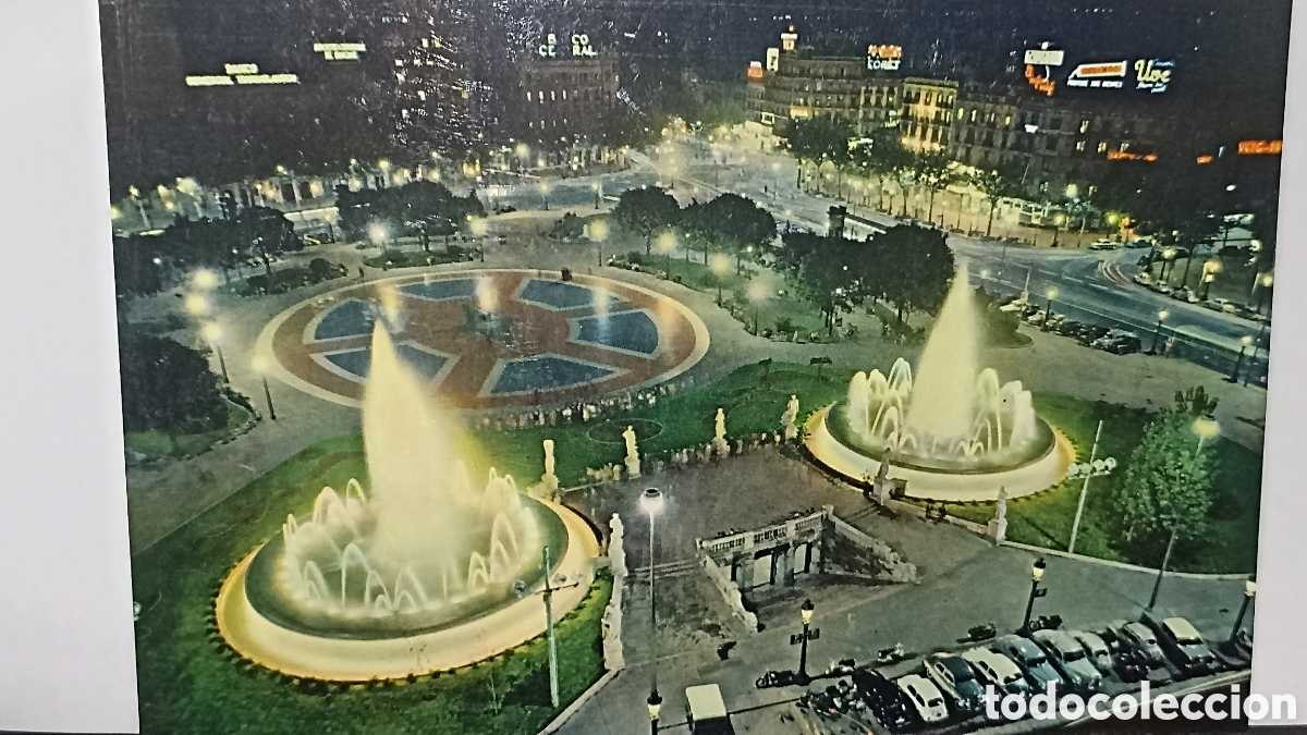 Postales: MINT!!! Barcelona plaza de Catalu&ntilde;a de noche