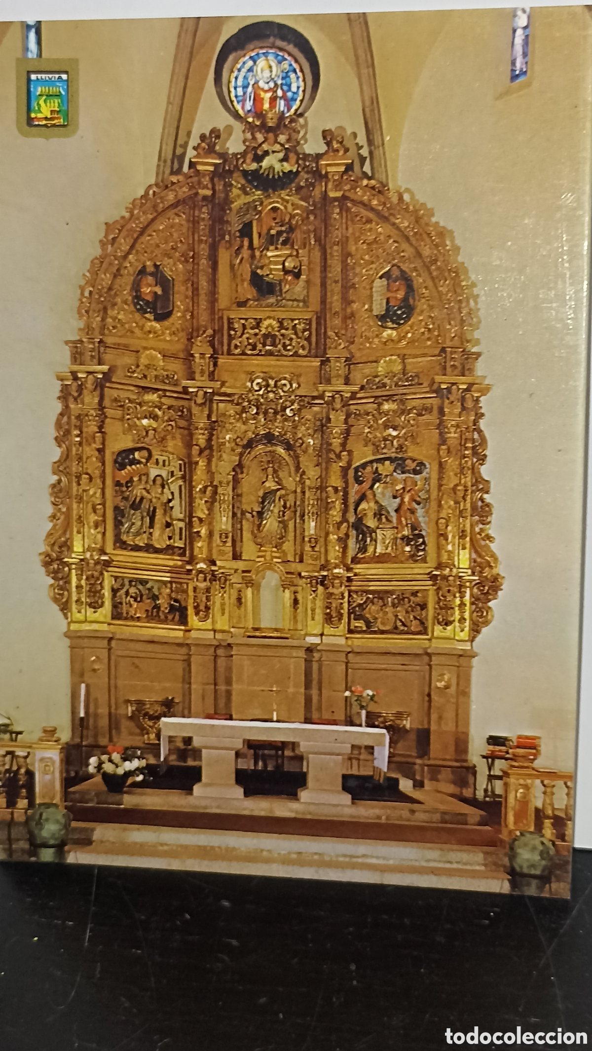 Postales: Llivia Girona iglesia altar central