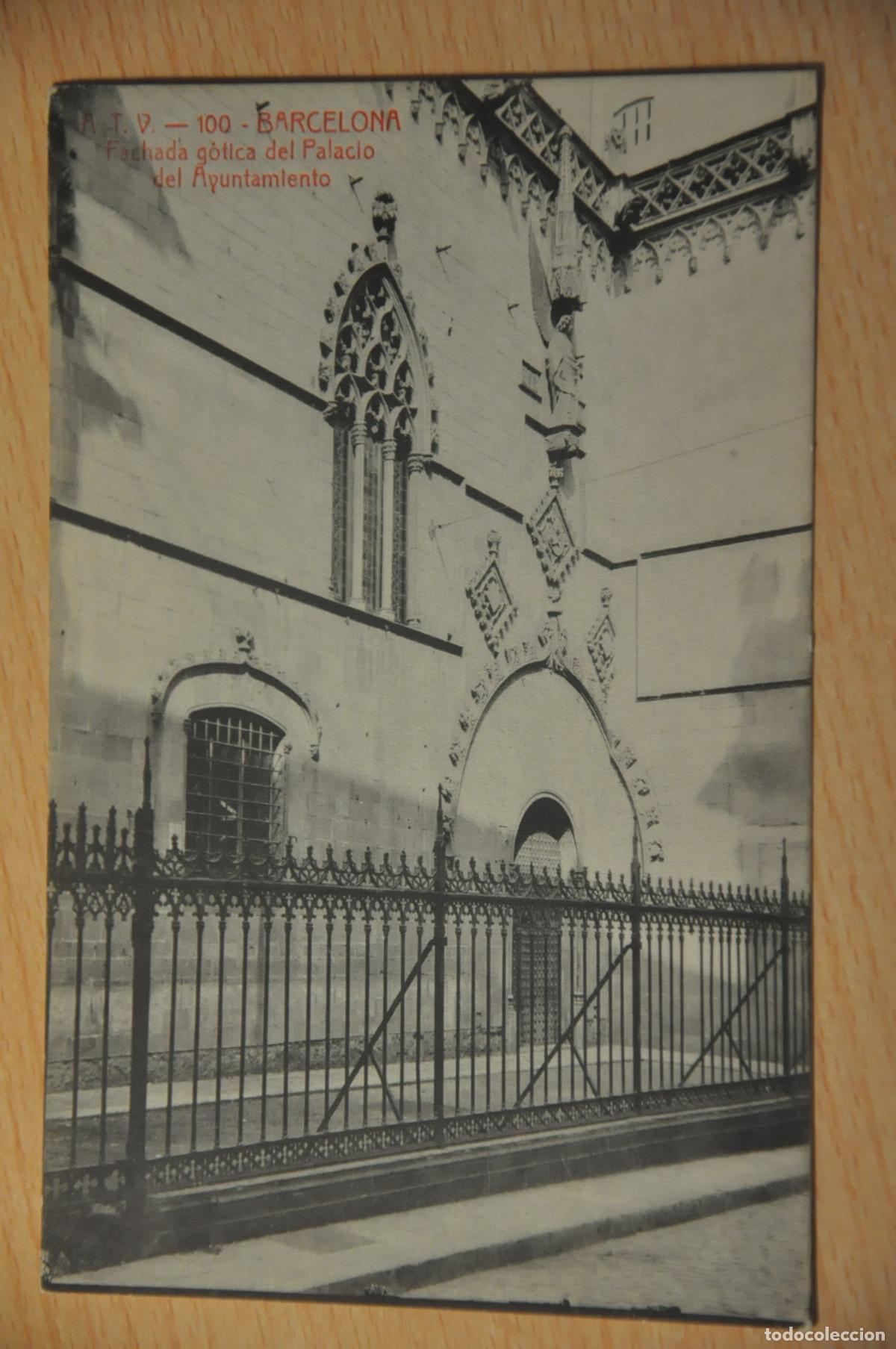 Postales: postal barcelona, fachada gotica del palacio del ayuntamiento, atv 100