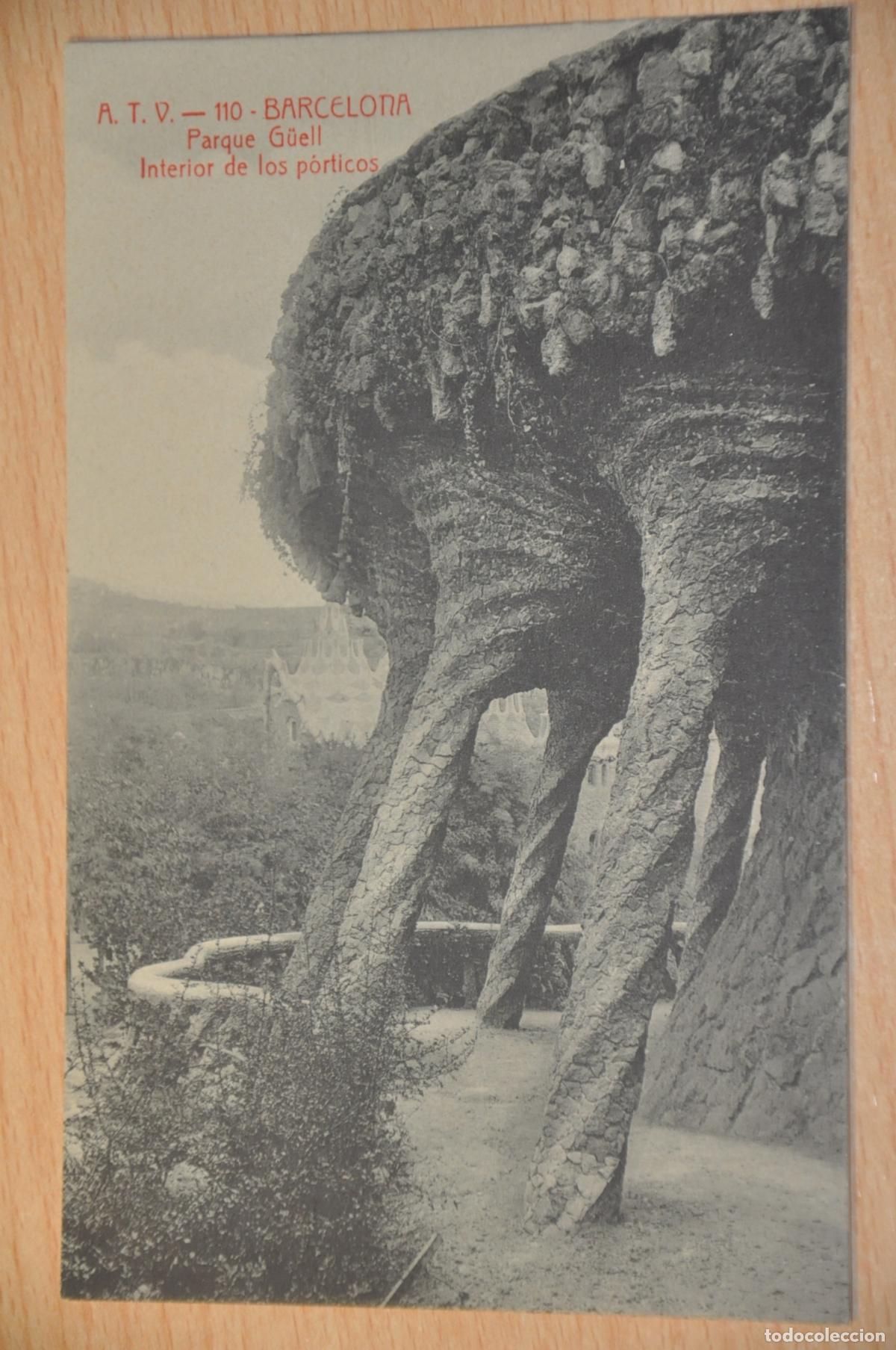 Postales: postal barcelona, parque guell, interior de los porticos, atv 110