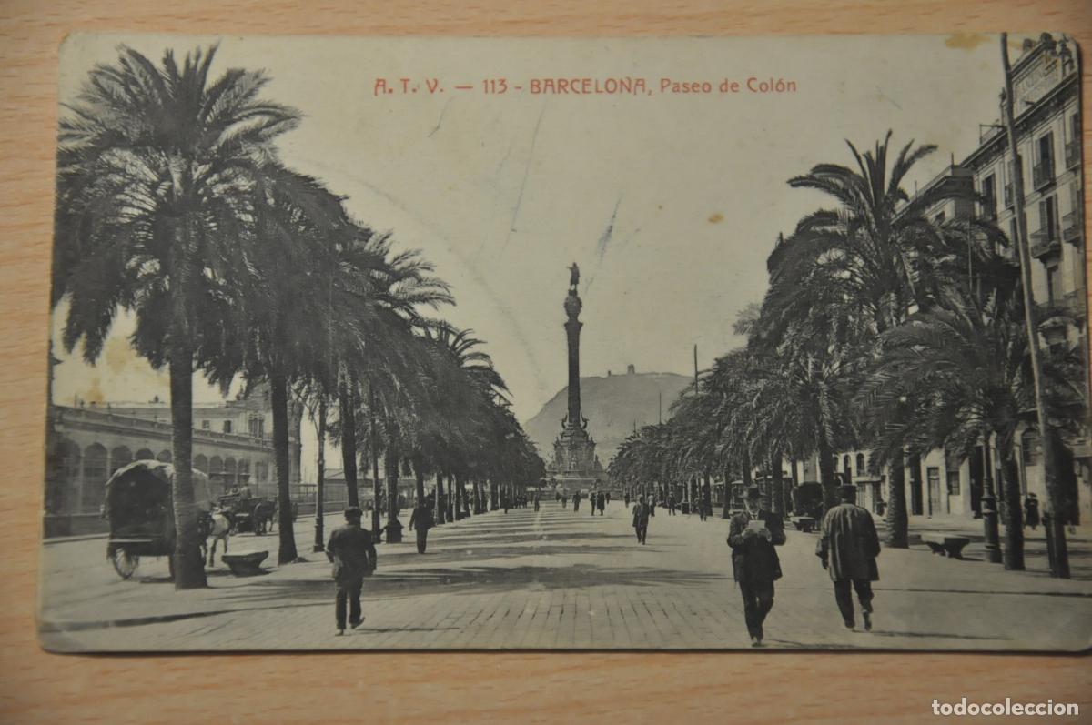 Postales: postal barcelona, paseo de colon, atv 113
