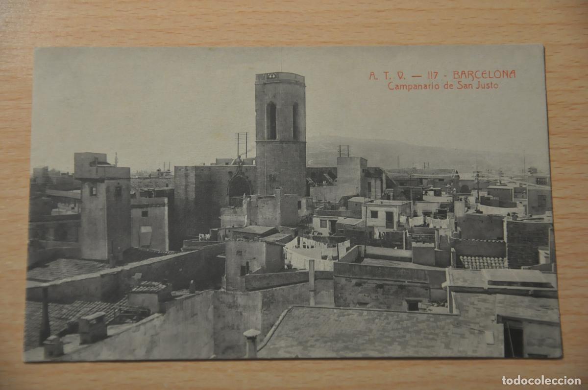 Postales: postal barcelona, campanario de san justo, atv 117