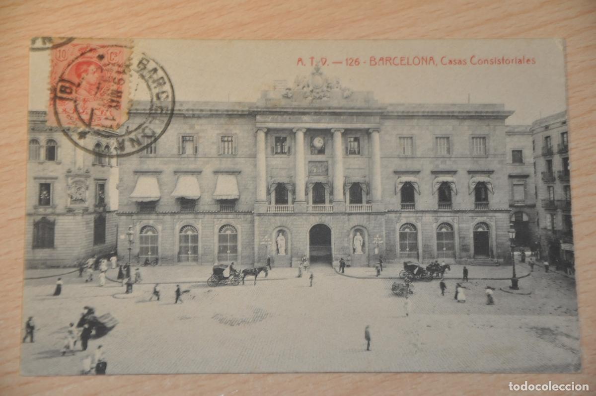 Postales: postal barcelona, casas consistoriales, atv 126