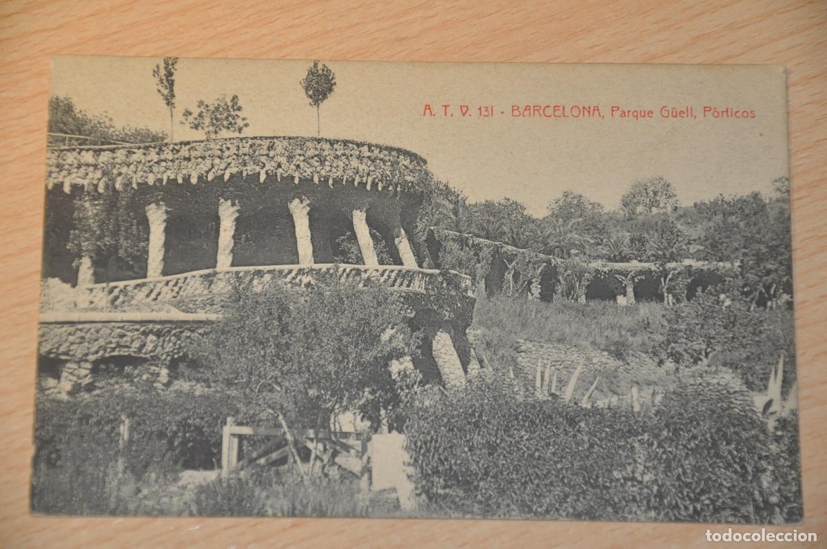 Postales: postal barcelona, parque guell, porticos, atv 131