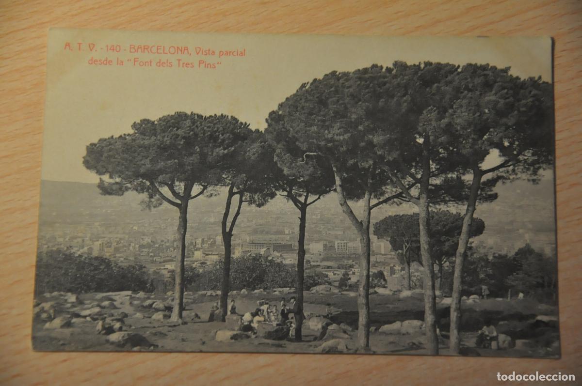 Postales: postal barcelona, vista parcial desde la font dels tres pins, atv 140