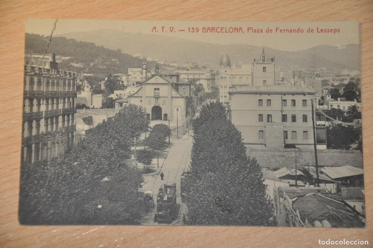 Postales: postal barcelona, plaza de fernando de lesseps, atv 139