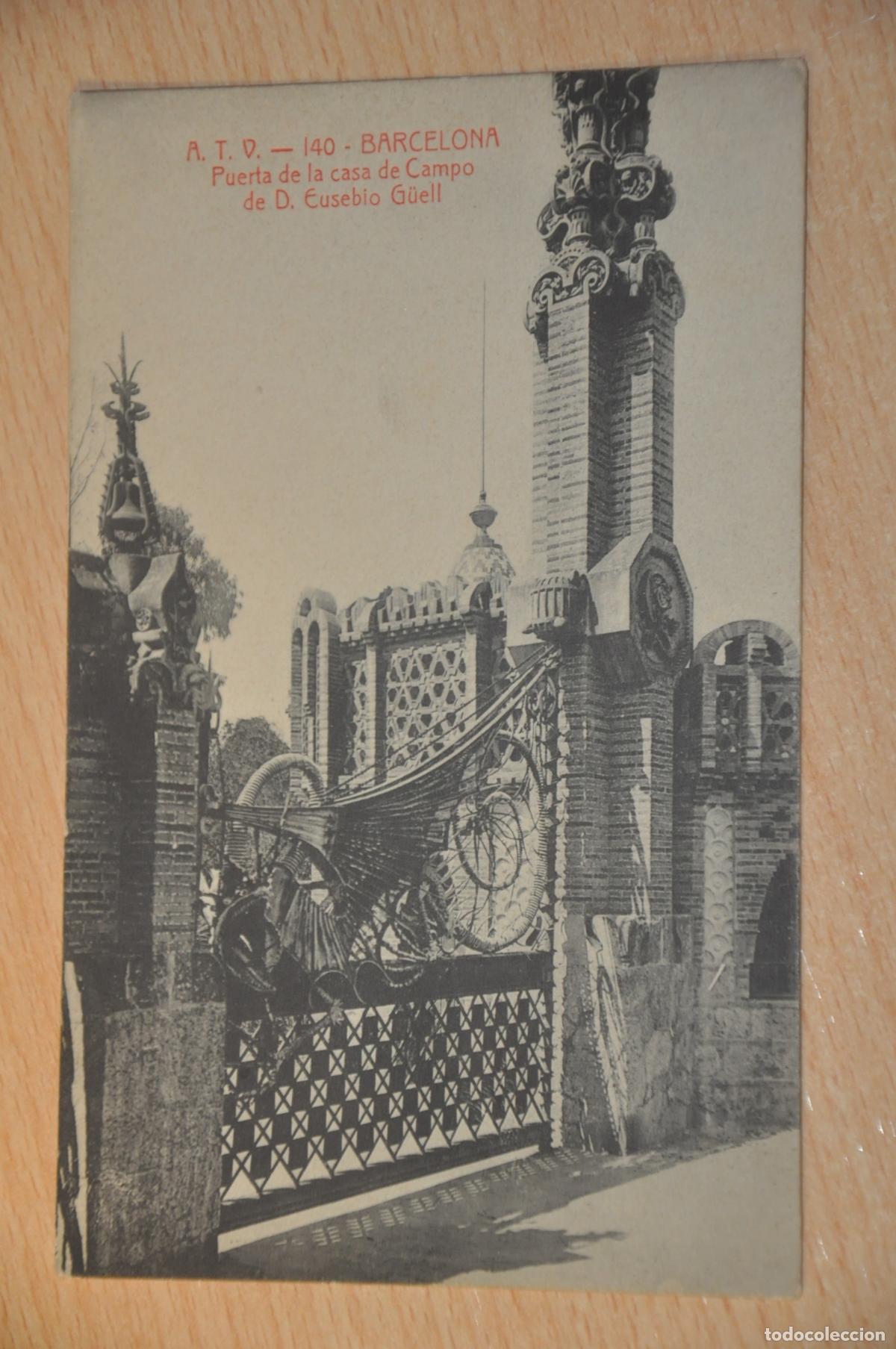Postales: postal barcelona, puerta de la casa de campo de d.eusebio guell, atv 140