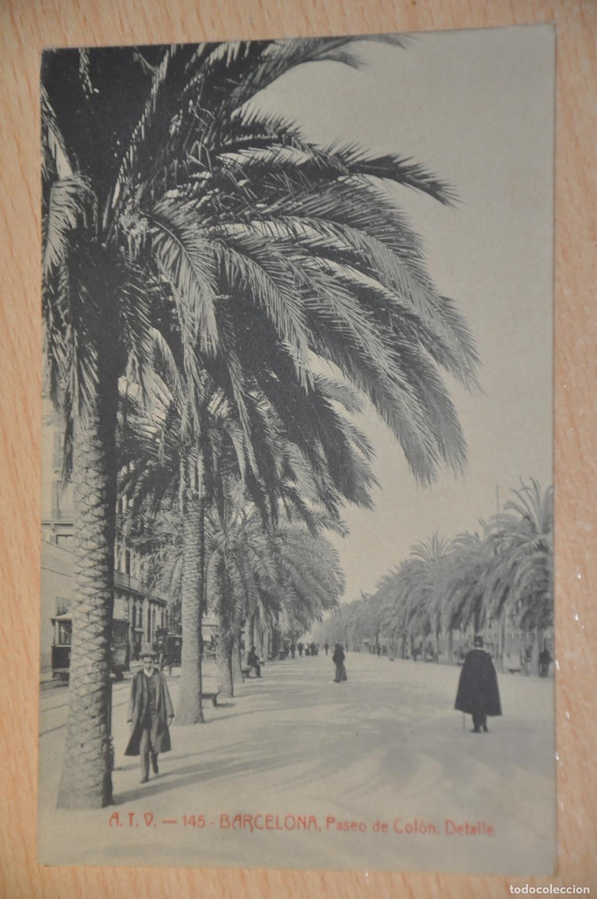 Postales: postal barcelona, paseo de colon, detalle, atv 145