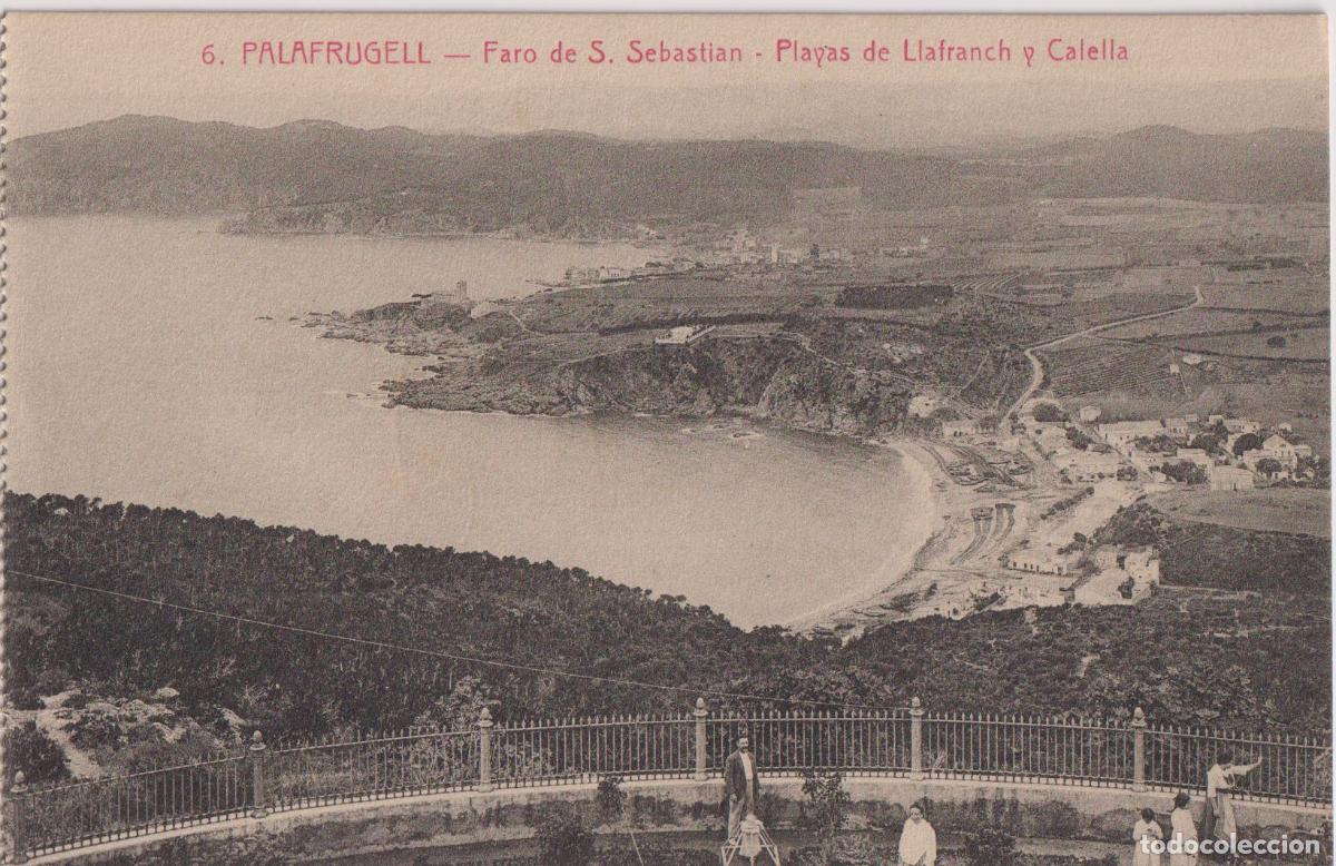 Postales: PALAFRUGELL (GIRONA) FARO DE SAN SEBASTIAN, PLAYAS DE LLAFRANC Y CALELLA - L.ROISIN FOT.N&ordm;6 - S/C