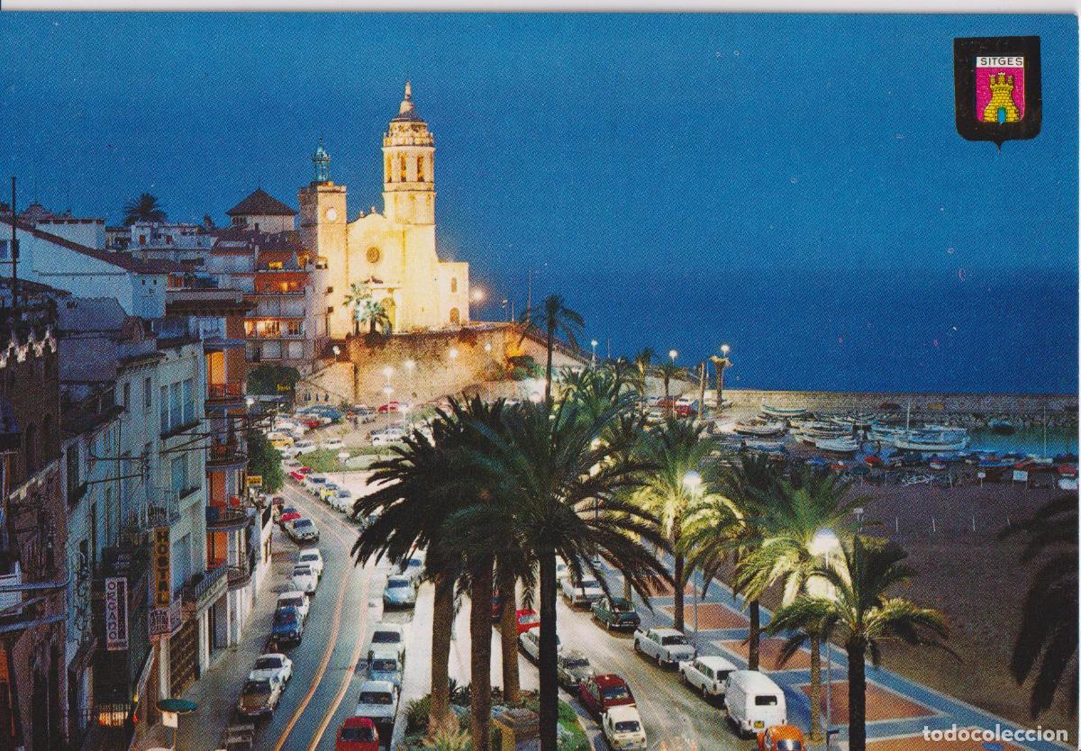 Postales: SITGES (BARCELONA) PLATJA D'OR, VISTA NOCTURNA - ESCUDO DE ORO N&ordm;3 - S/C