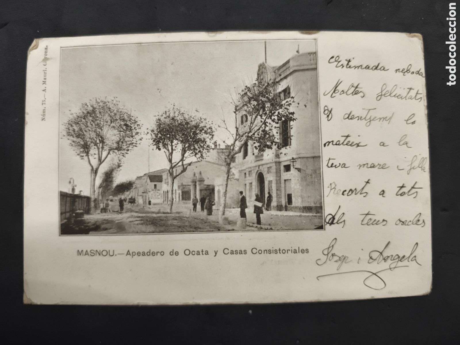Postales: Masnou Apeadero de Ocata y casas consistoriales