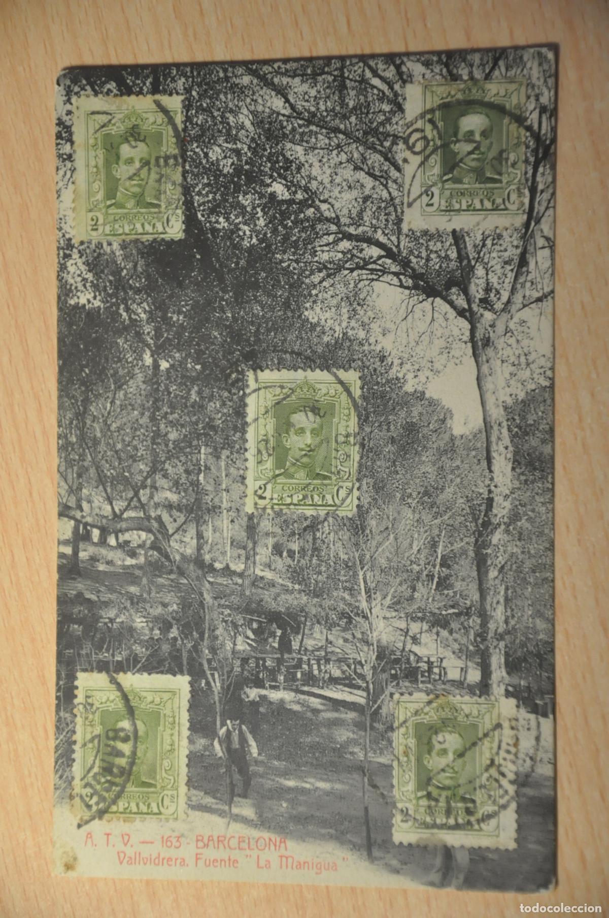 Postales: postal barcelona, vallvidrera, fuente la manigua, atv 163