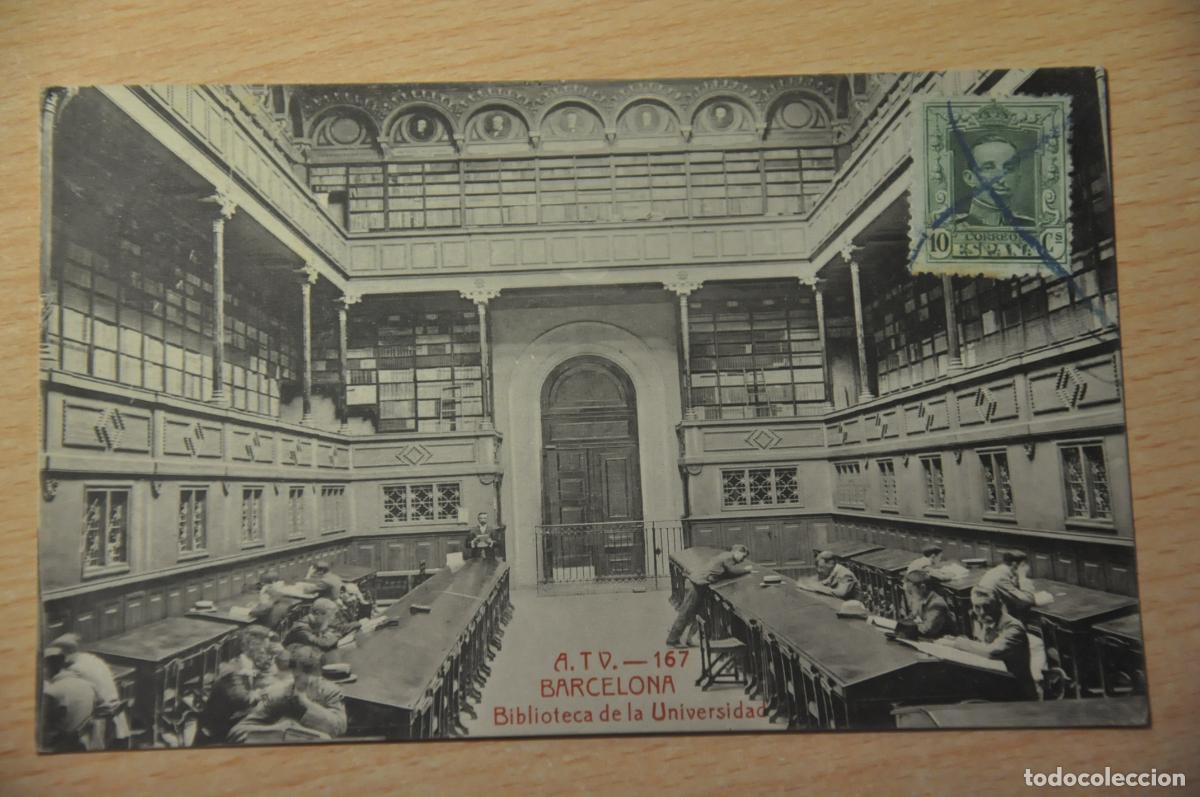 Postales: postal barcelona, biblioteca de la universidad, atv 167