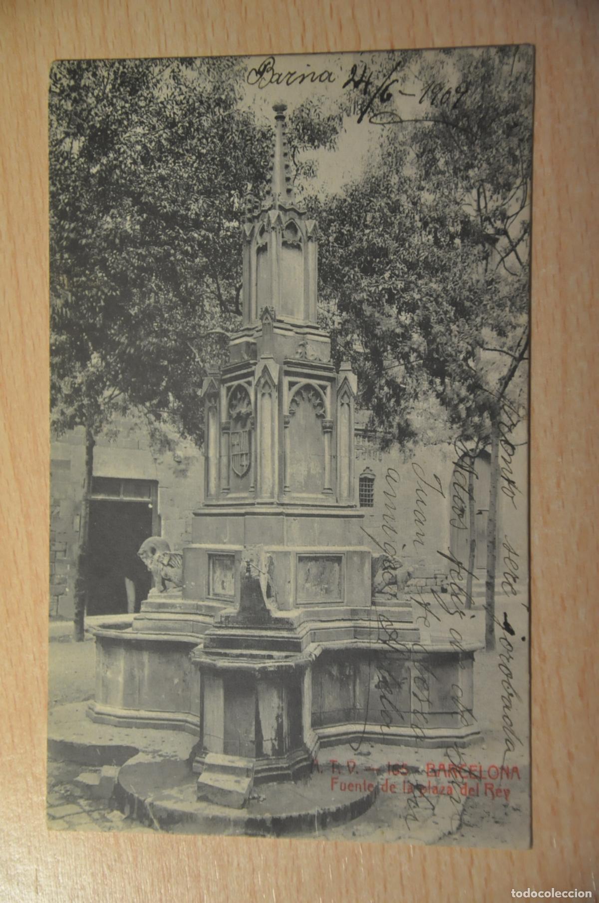 Postales: postal barcelona, fuente de la plaza del rey, atv 165