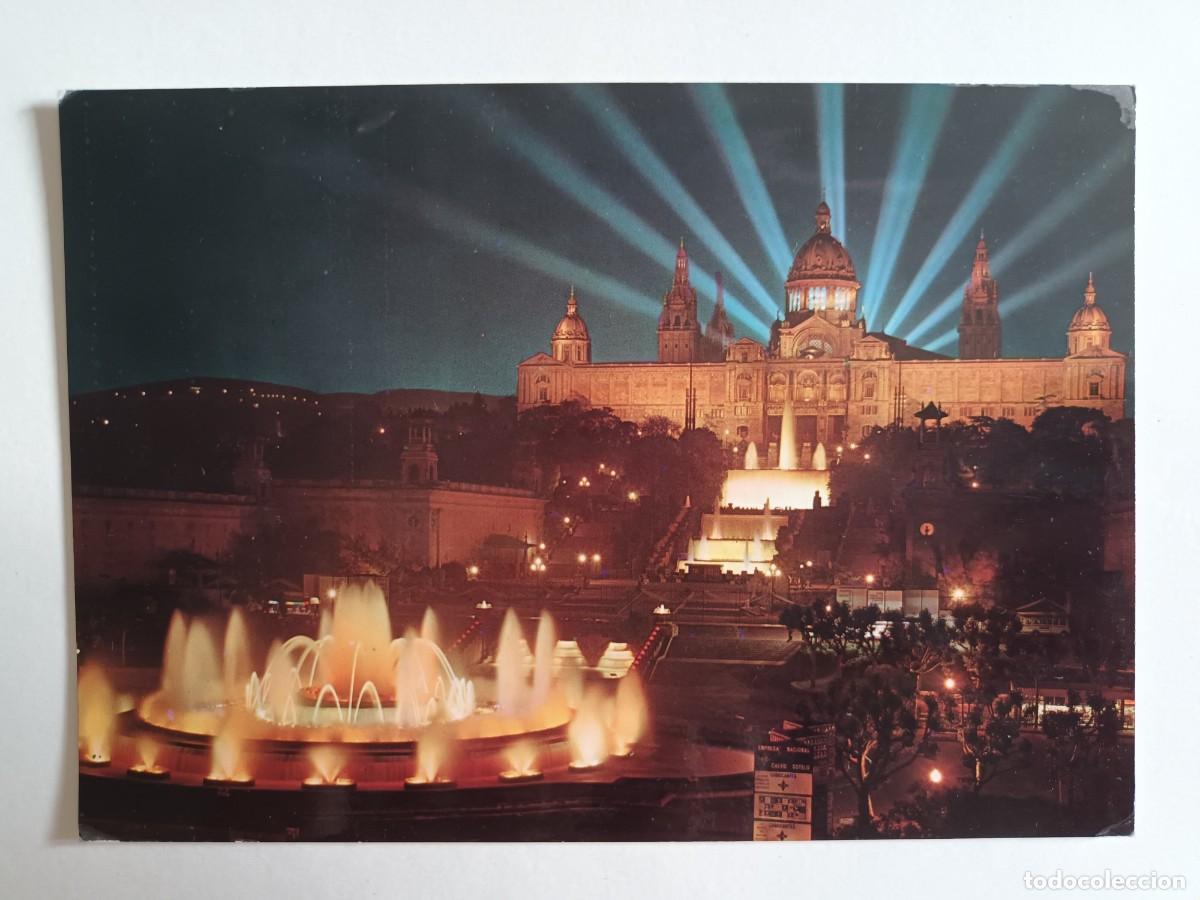 Postales: BARCELONA. PARQUE DE MONTJUICH. FUENTE M&Aacute;GICA. NOCTURNA (1971)
