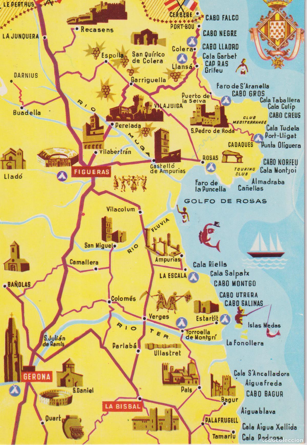 Postales: COSTA BRAVA, MAPA GUIA - MELI COLOR - S/C