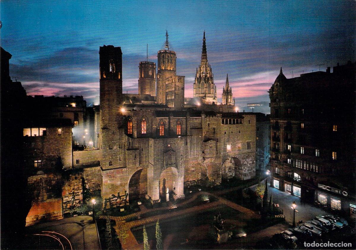 Postales: Postal de Plaza Ram&oacute;n Berenguer III y Murallas Romanas en Barcelona