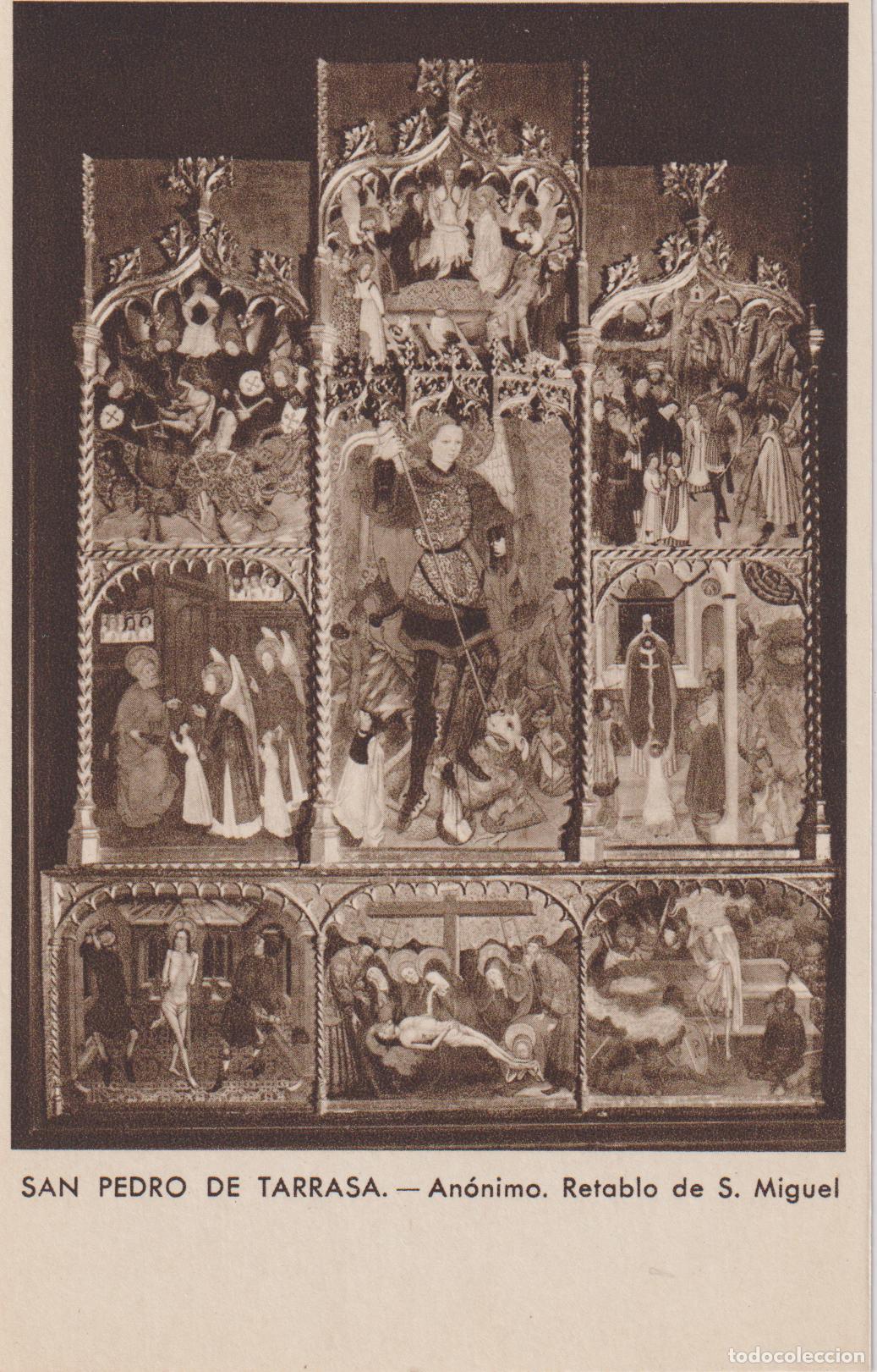 Postales: SAN PEDRO DE TARRASA (BARCELONA) AN&Oacute;NIMO, RETABLO DE SAN MIGUEL - HUECOGRABADO RIEUSSET - S/C