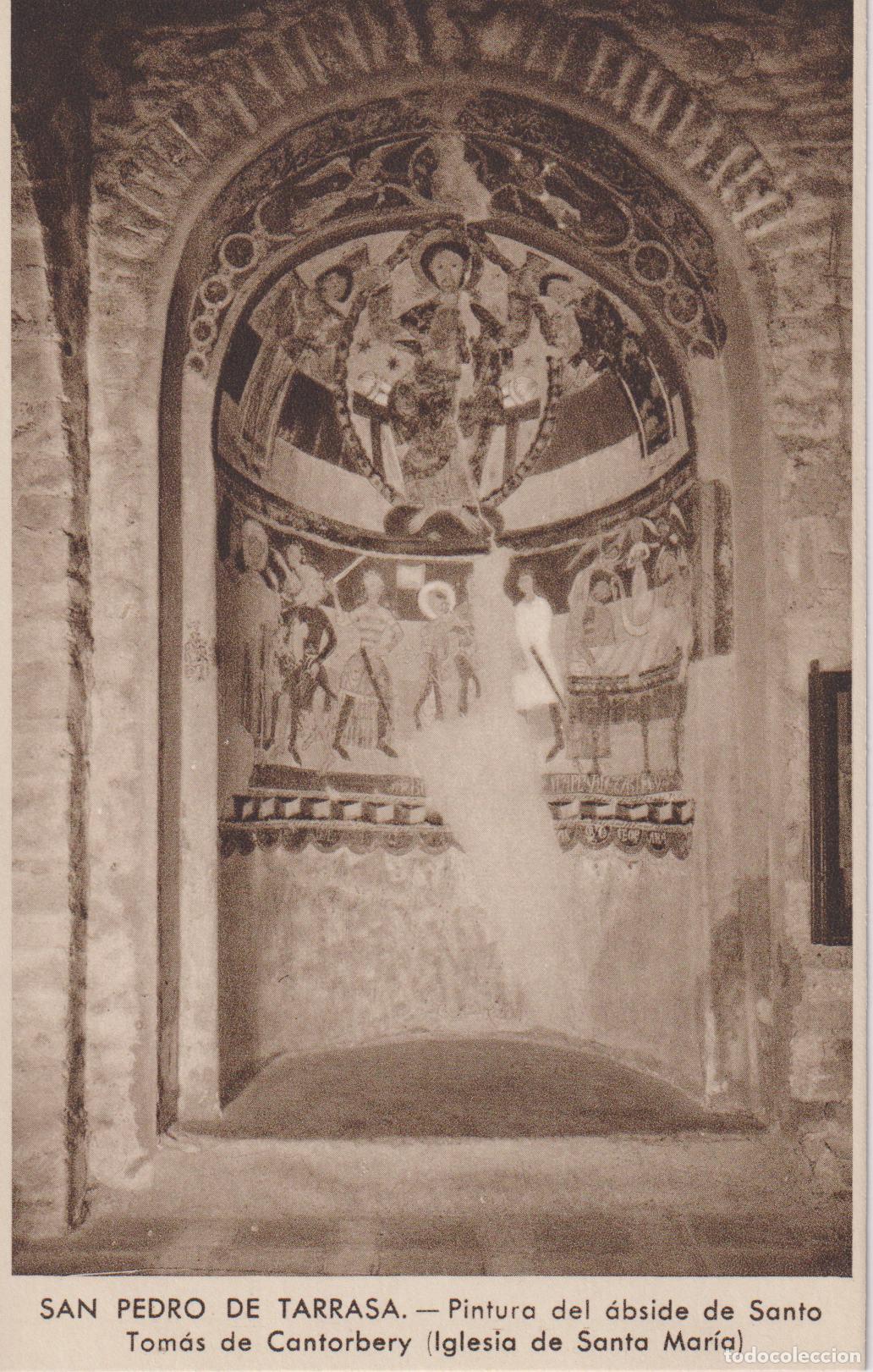 Postales: SAN PEDRO DE TARRASA (BARCELONA) PINTURA ABSIDE DE S TOMAS DE CANTORBERY - H. RIEUSSET - S/C